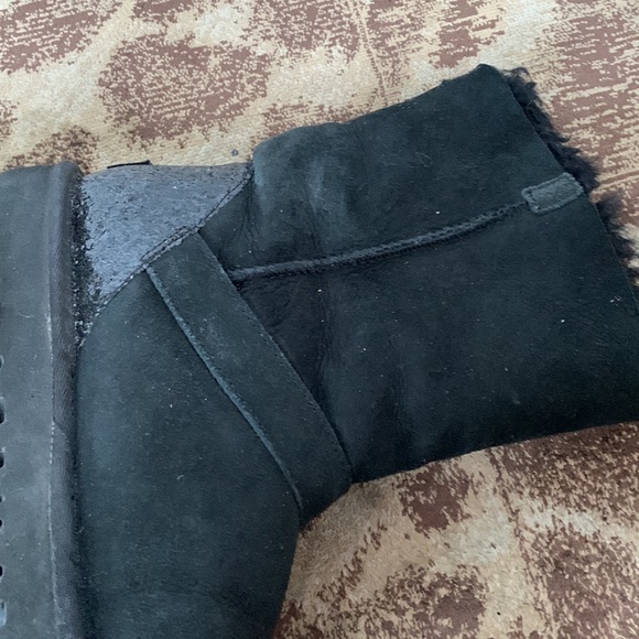 Ugg Australia Black Sheepskin Glitter Boots Size 10 - Picture 4 of 16